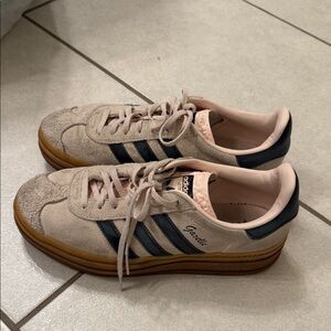 Adidas Tan and Black Gazelle Sneakers